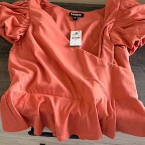 Express Women's Ruffled Coral Blouse
